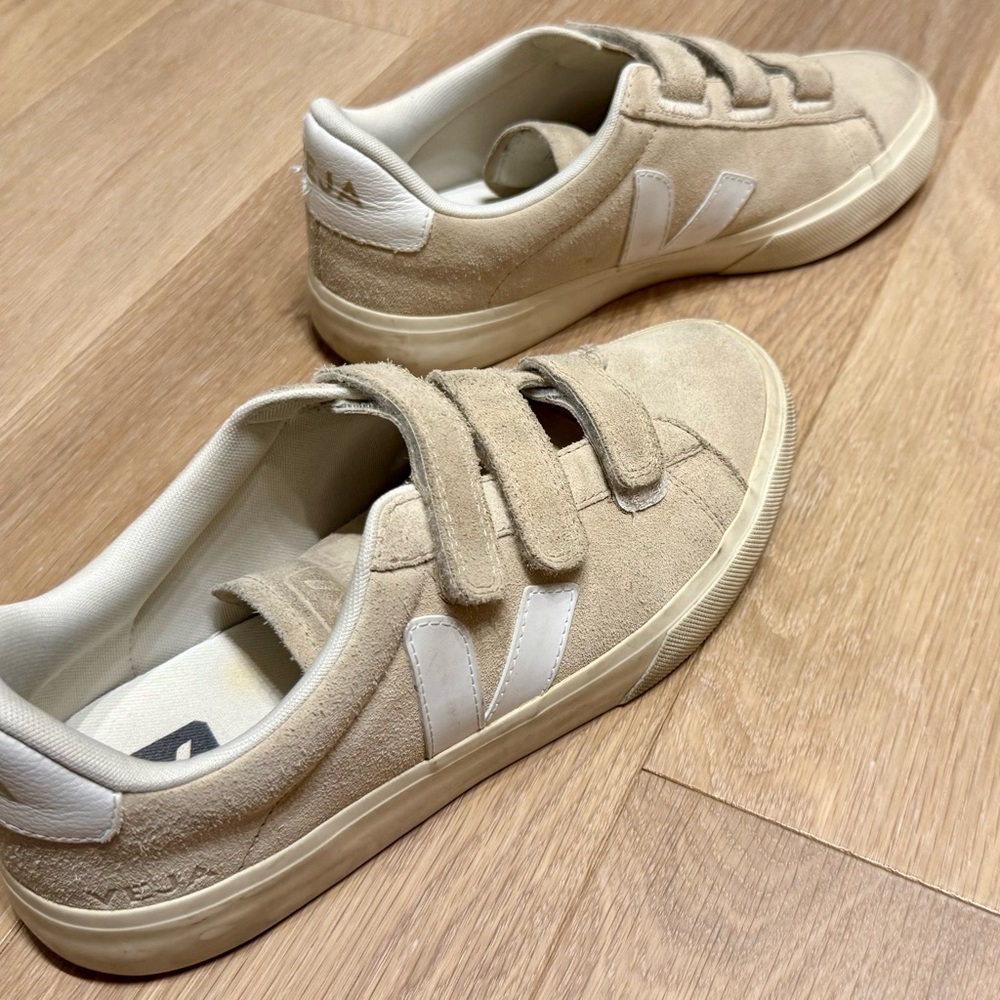 Veja Tan and White Athletic Shoes